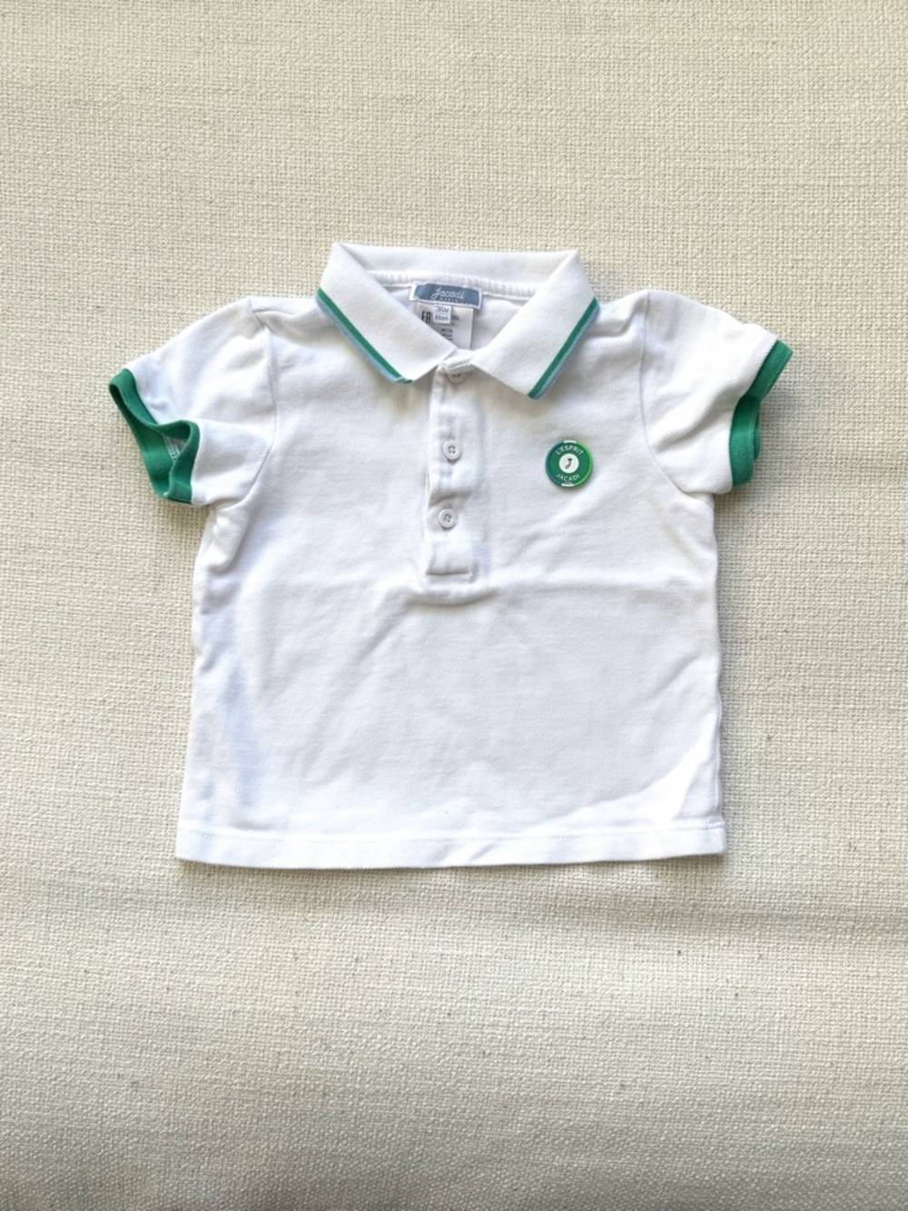 Jacadi Paris Baby Boys White Polo Shirt 36M (3Y) Classic French Style